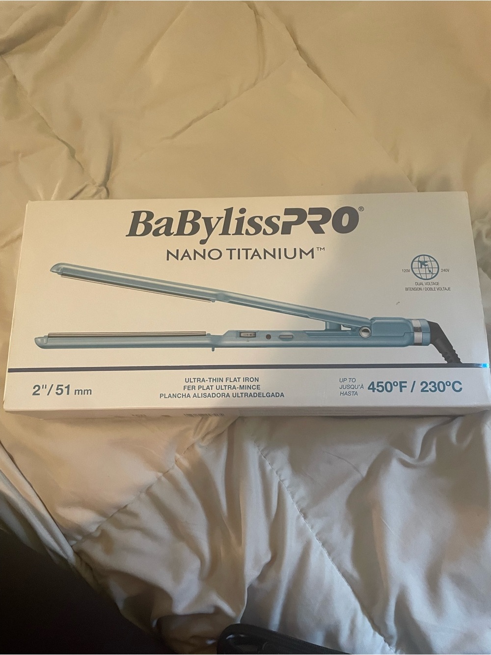 BaBylissPRO Nano Titanium 2" Flat Iron in Light Blue